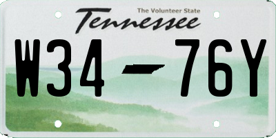 TN license plate W3476Y