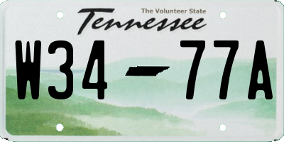 TN license plate W3477A