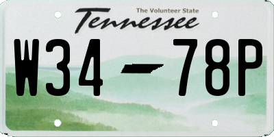 TN license plate W3478P