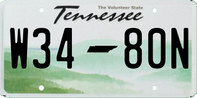 TN license plate W3480N