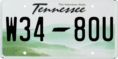 TN license plate W3480U