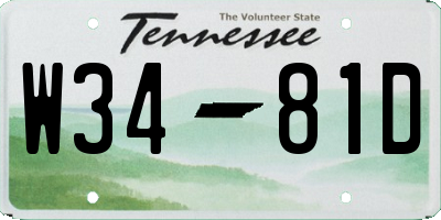 TN license plate W3481D