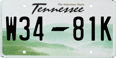 TN license plate W3481K