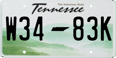TN license plate W3483K