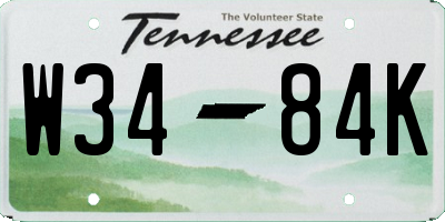 TN license plate W3484K