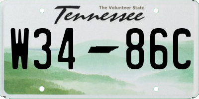 TN license plate W3486C