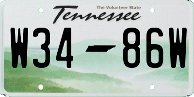 TN license plate W3486W