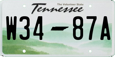 TN license plate W3487A