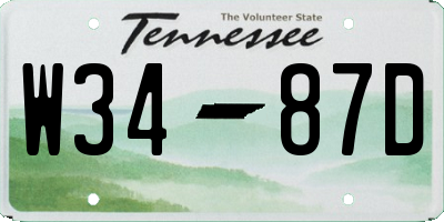 TN license plate W3487D