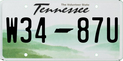 TN license plate W3487U