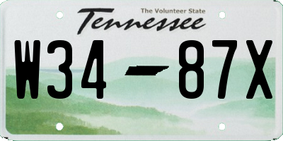 TN license plate W3487X