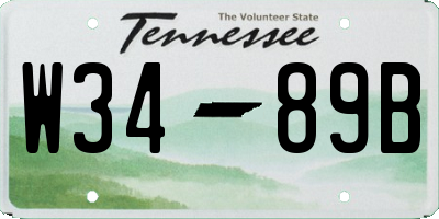 TN license plate W3489B