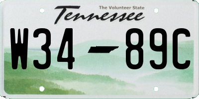 TN license plate W3489C