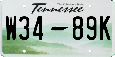 TN license plate W3489K