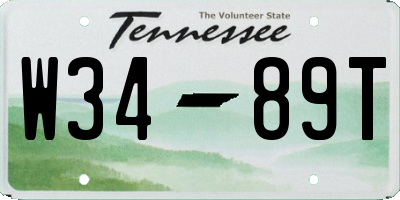 TN license plate W3489T