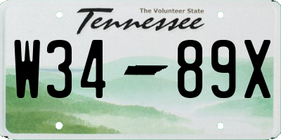 TN license plate W3489X
