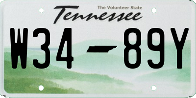 TN license plate W3489Y