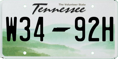 TN license plate W3492H