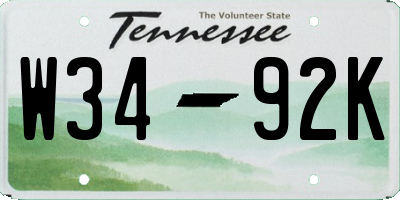 TN license plate W3492K