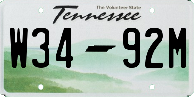 TN license plate W3492M