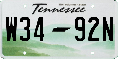 TN license plate W3492N
