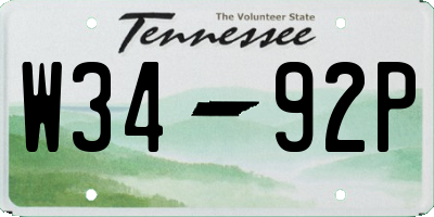 TN license plate W3492P