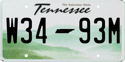TN license plate W3493M