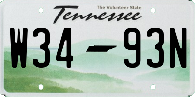 TN license plate W3493N
