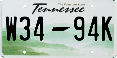 TN license plate W3494K