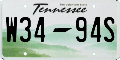 TN license plate W3494S