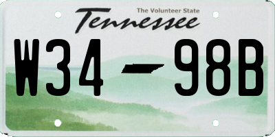 TN license plate W3498B