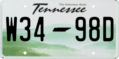 TN license plate W3498D
