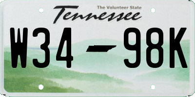 TN license plate W3498K