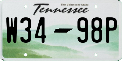 TN license plate W3498P