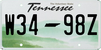 TN license plate W3498Z