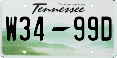 TN license plate W3499D