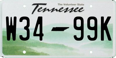 TN license plate W3499K