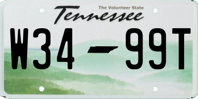 TN license plate W3499T