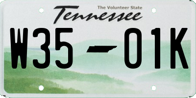 TN license plate W3501K