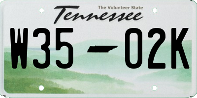 TN license plate W3502K