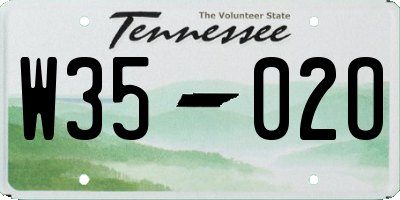 TN license plate W3502O