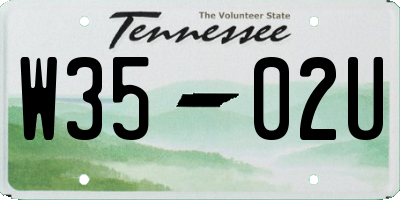 TN license plate W3502U