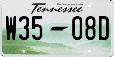 TN license plate W3508D