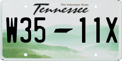 TN license plate W3511X