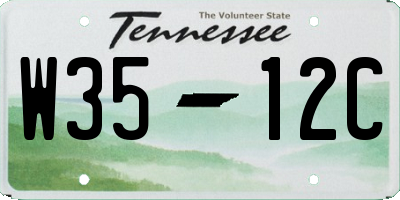 TN license plate W3512C