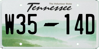 TN license plate W3514D