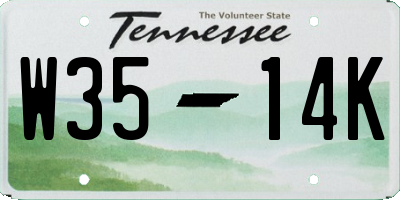 TN license plate W3514K