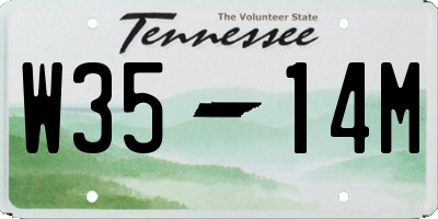 TN license plate W3514M