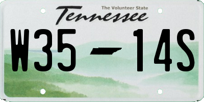 TN license plate W3514S