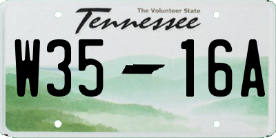 TN license plate W3516A